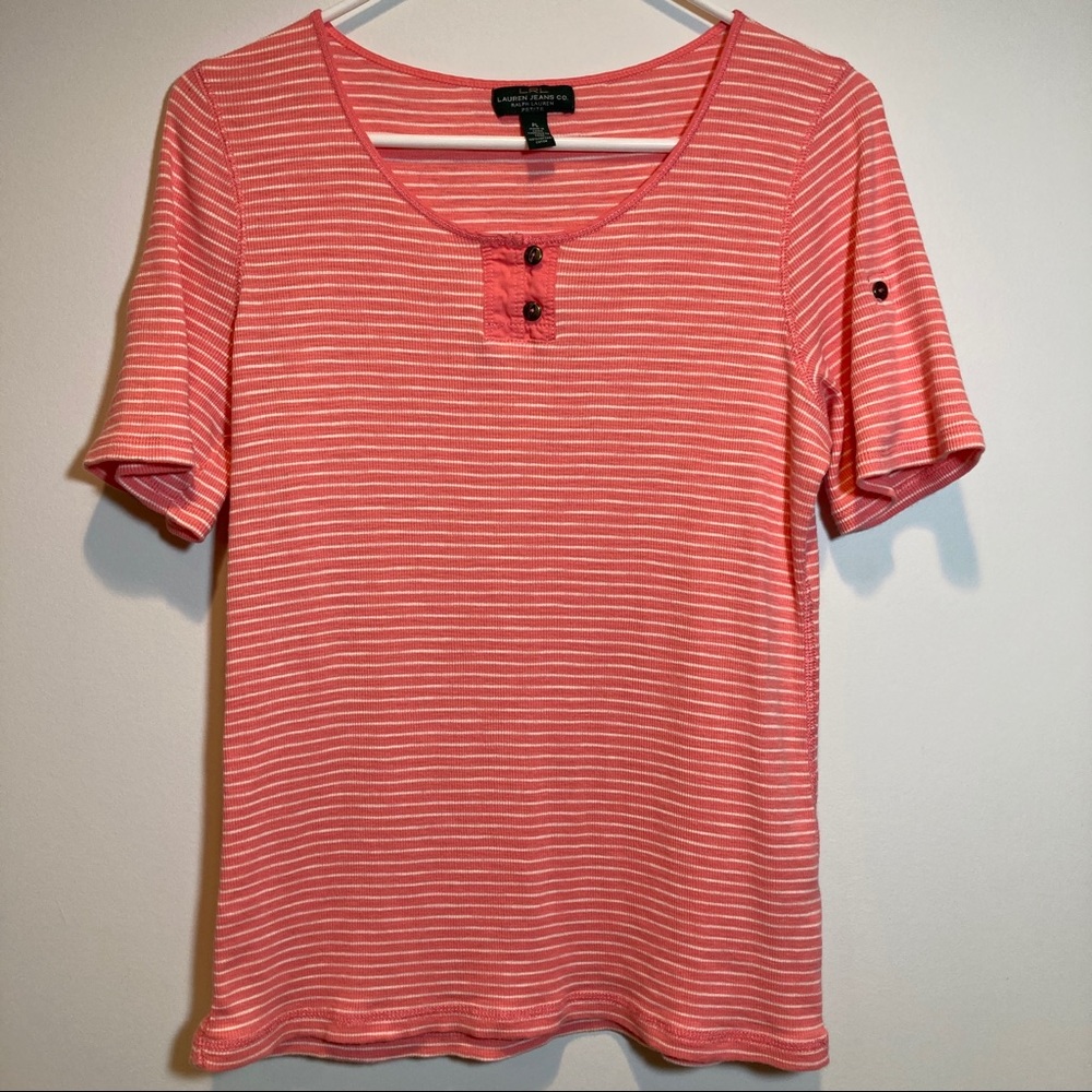 Lauren Ralph Lauren Red and White Striped Top!